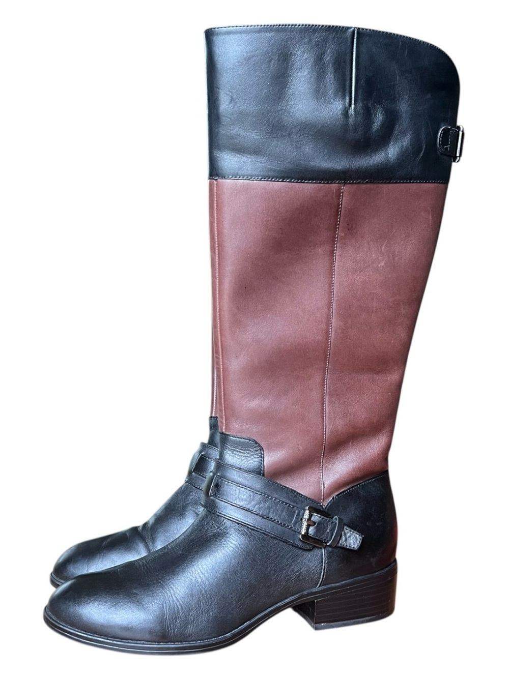 Lauren Ralph Lauren Maritza boots black and brown leather riding boots size 7.5